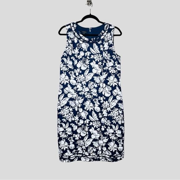 Talbots Shift Dress SZ 10 Textured Whimsical Mixed Fruit Print Midi Knee Preppy - Picture 3 of 10